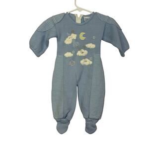 CCO Vintage 80s Baby Blue Bodysuit Clouds